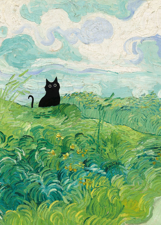 Black CAT Green Wheat Fields