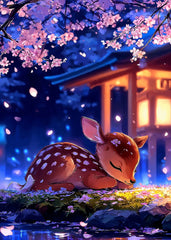 Sleeping Fawn Beneath Sakura