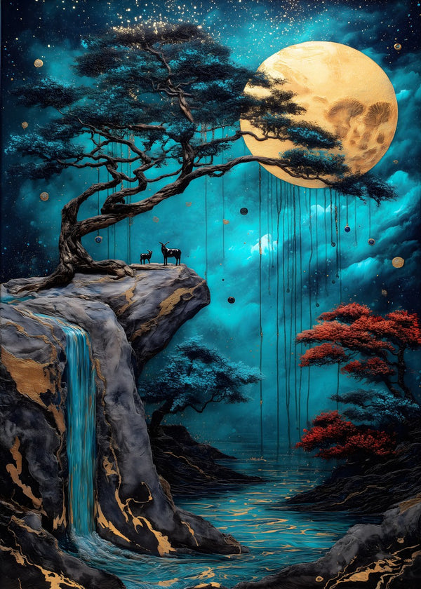 Enchanted Moonlit Cascade