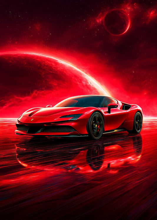 Red Ferrari in Space