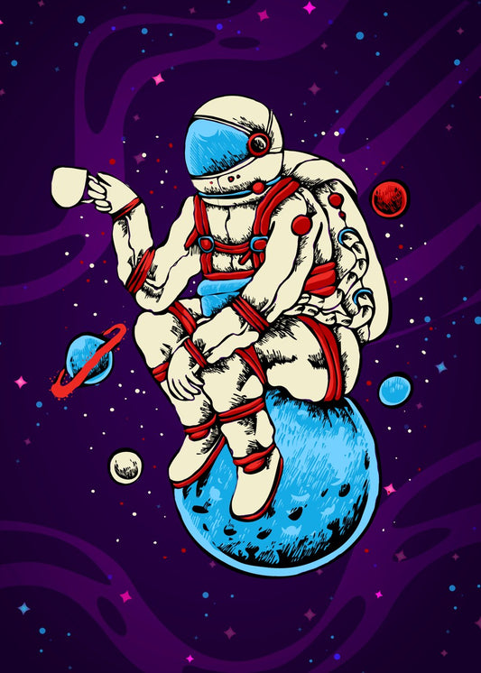 Astronaut, coffee, Moon