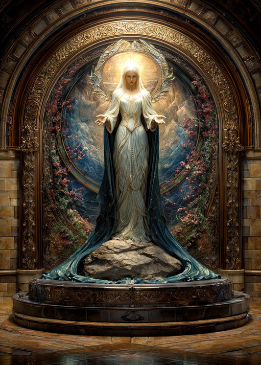 Goddess Statue In A Hall