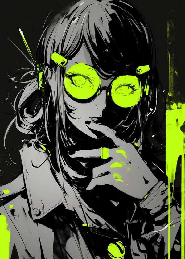 Neon Anime Girl Portrait