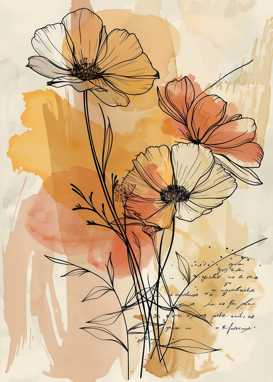 Botanical Line Art Watercolor