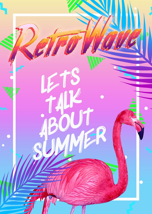 Retrowave: Summer and flamingo