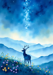 Deer Under Starry Sky 