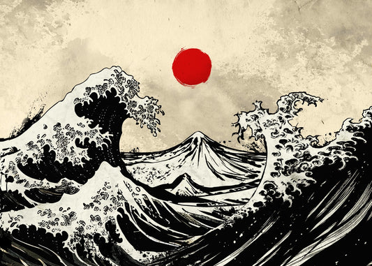 Sumi e Hokusai wave