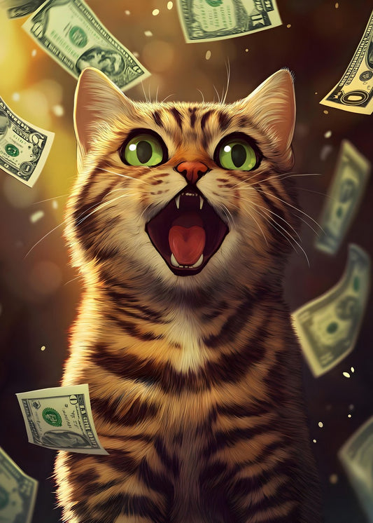 Money driven Funny Cat