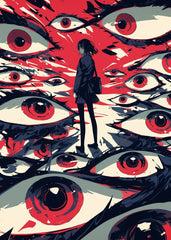 Anime Girl Surrounded by Eyes