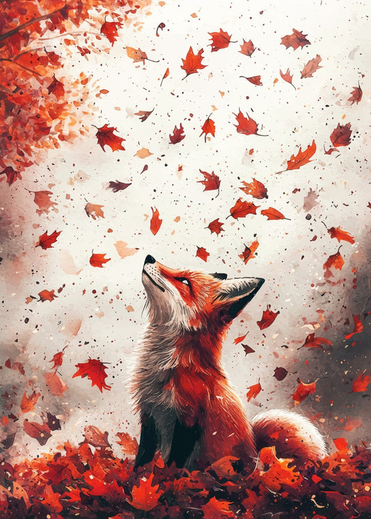 Fox and Autumn Leaves