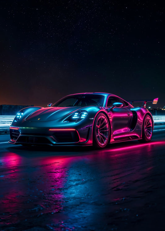 Neon Porsche Race Car