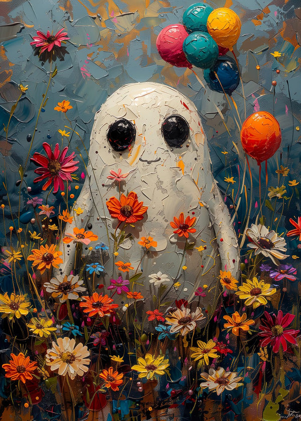 Balloon Ghost in Floral Dream