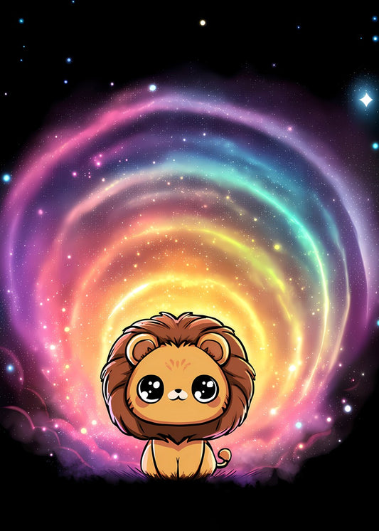Cute Lion Chibi Rainbow Space