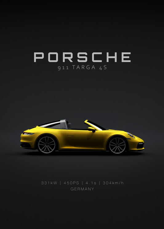 Porsche 911 Targa 4S Yellow 