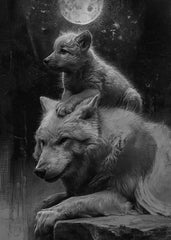Wolf Cub in Moonlight