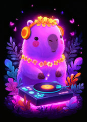 Neon DJ Capybara Vibes