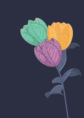 Three flowers minimalist illustration