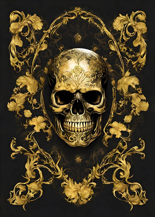 Skull Flower Black gold 2