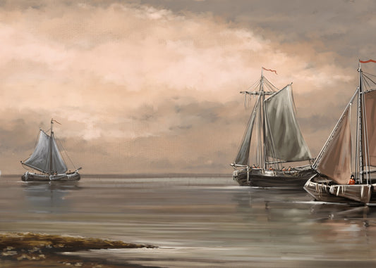 Vintage Sailboats On The Ocean