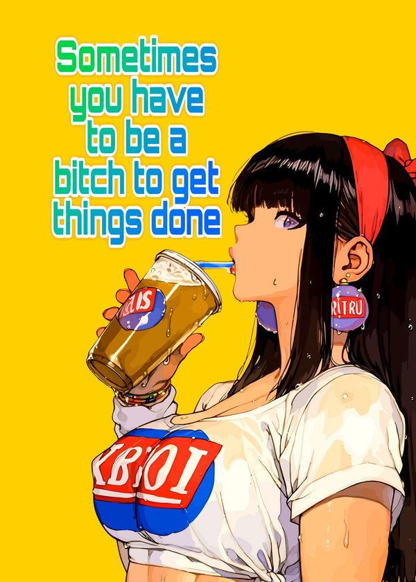 Red hairband girl with a soda drink