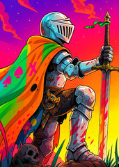 Neon Armored Knight Standing