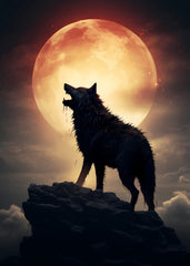 Wolf Under the Crimson Moon