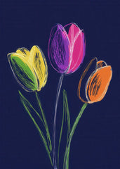 Simple Colored Tulips Drawing
