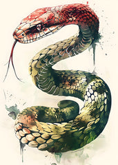 A watercolor snake
