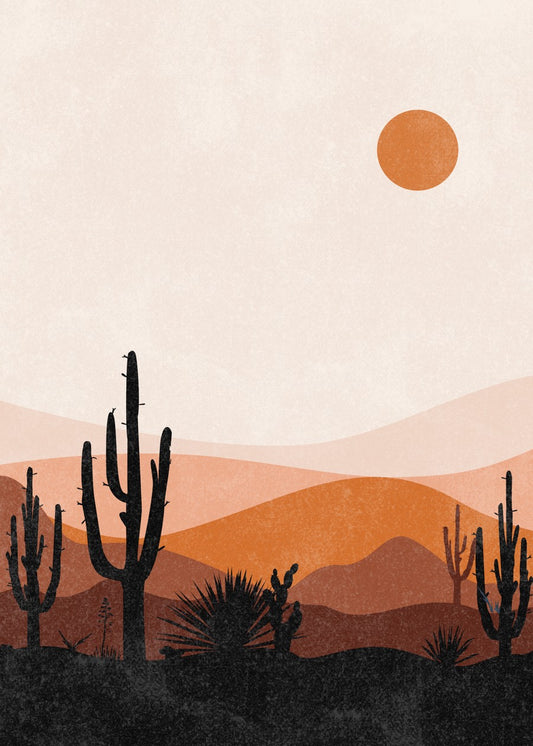 Cactus Desert Silhouette Lands