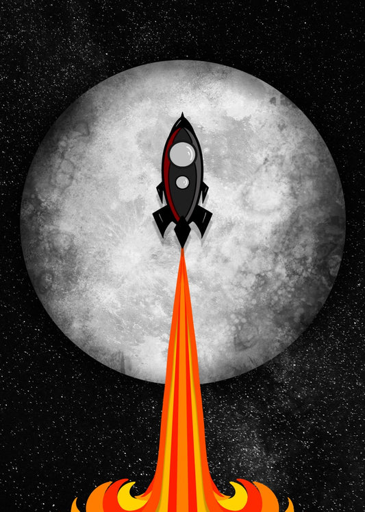 Rocket flying to the moon