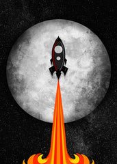 Rocket flying to the moon