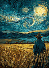 Starry Night Wheat Field