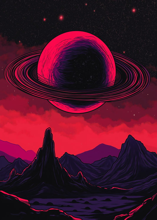 Crimson Ringed Alien Sky