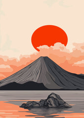 Mountain Sunset In Ocean