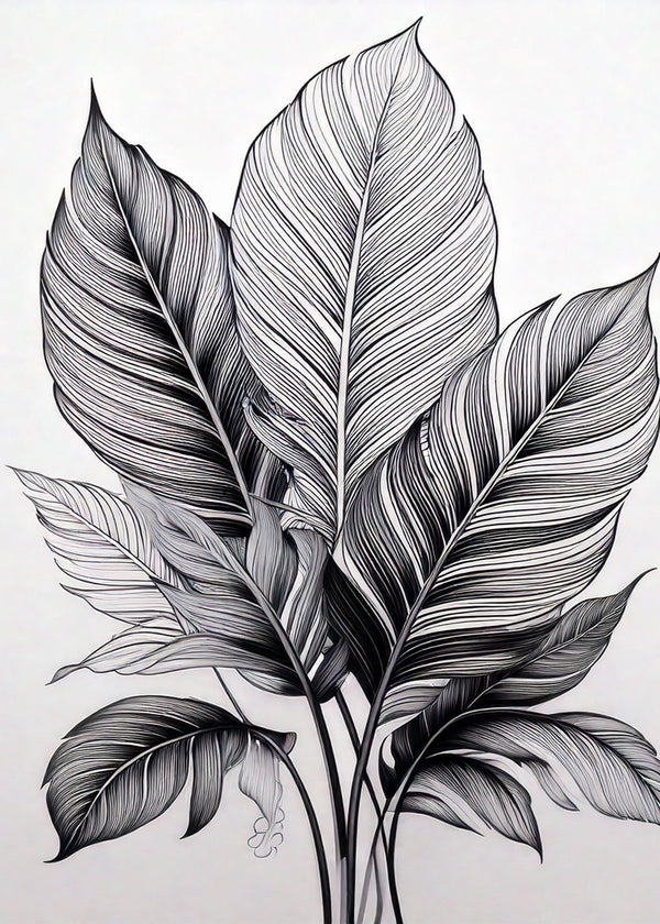Monochrome Line Art Leaf