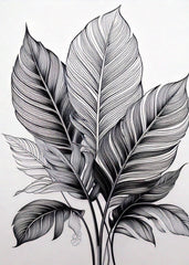 Monochrome Line Art Leaf