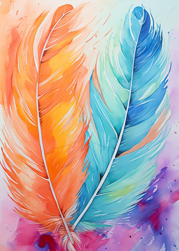 Vibrant Feathers Orange Blue