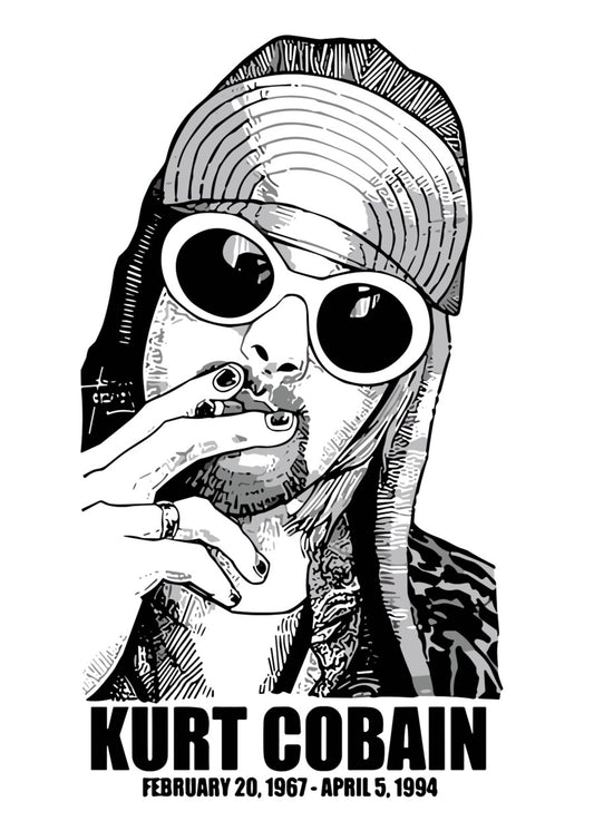 Kurt Cobain Black and White Po