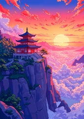 Japanese Shrine temple above the clouds