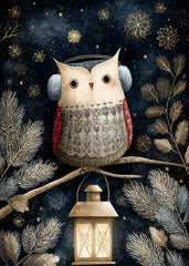 Owl with Lantern & Snowflakes
