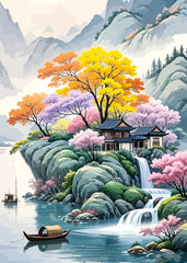 Japanese landscape waterfall