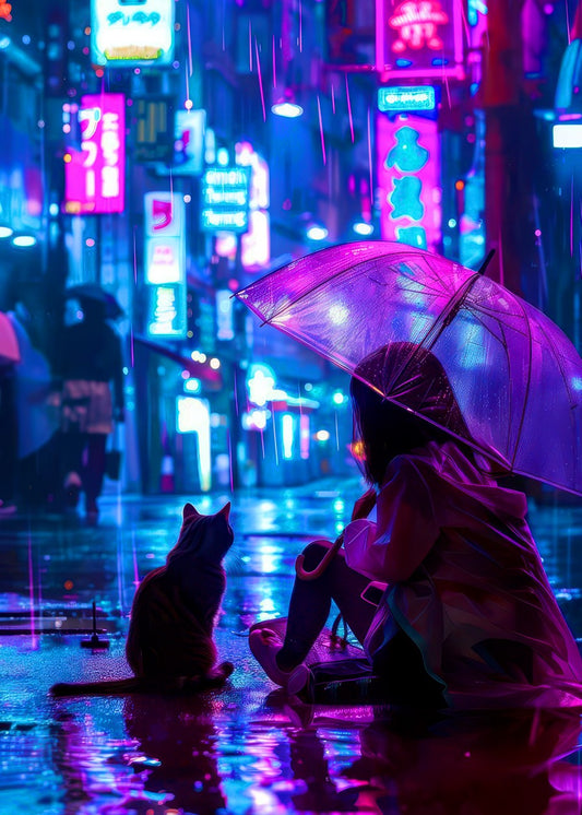 woman and black cat