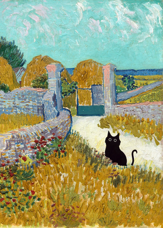 Farm house black cat