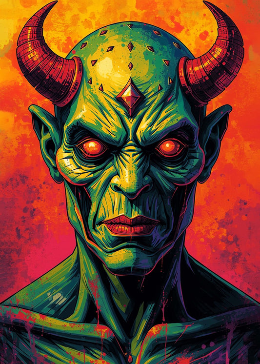 Red eyes and lips devil