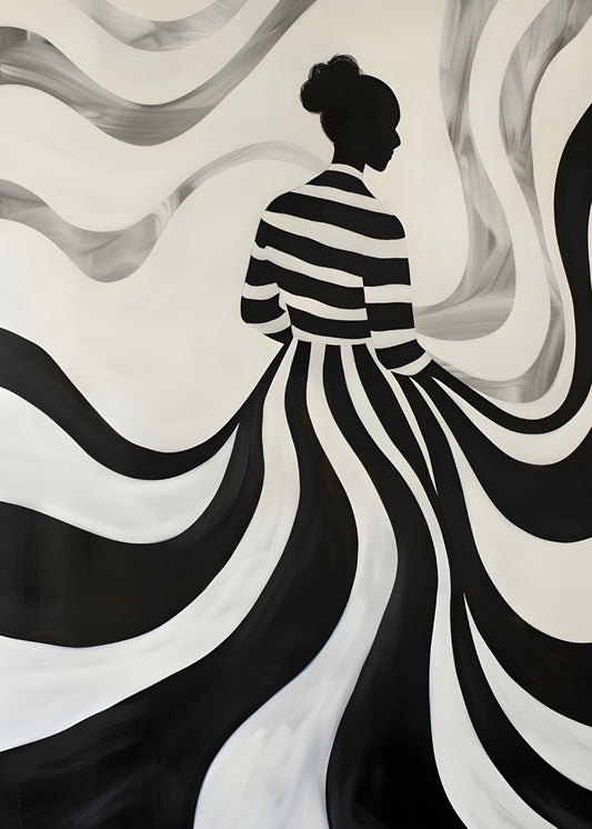 Flowing Stripes Black White