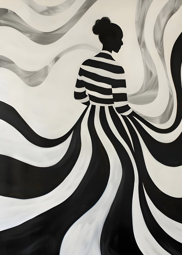 Flowing Stripes Black White