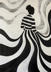 Flowing Stripes Black White