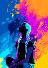 Neon Anime Girl in meditation