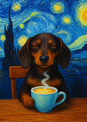Dachshund Coffee Starry Night 