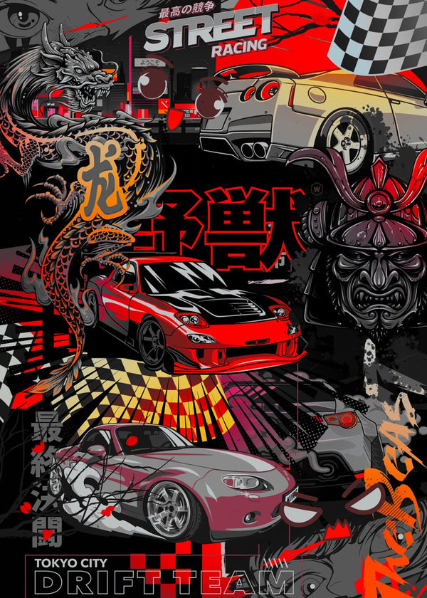 Tokyo City Drift Team Japanese Style Art
